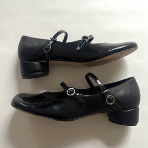 Charles & Keith Patent Mary Janes Size 7 double straps round heel kitten heel